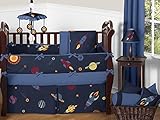 Sweet Jojo Designs 9-Piece Space Galaxy Rocket Ship, Planet, Galactic Baby Boy or Girl Bedding Crib Set