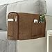 Joywell Sofa Arm Covers Anti-Slip Armrest Protector for Living Room, Armchair Slipcover for Armrest Recliner with 4 Pockets for Tv Remote, Phone, Set of 2, Chocolate