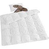 zzlamb Toddler Comforter Pinch Pleat Down Throw Blanket,Warm Crib Comforter Baby Quilt Small Duvet Insert for Kids,Light Soft Noiseless Cotton-Blended Down Proof Shell Machine Washable,White 41x48in