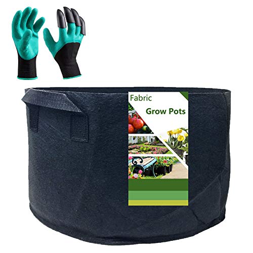 Tespher Professional 300 Gallon Extra Large Round Fabric Planters Grow Bags with Coated Garden Gloves,Root Aeration Pot Plant Bags Flower Pouch Vegetable Container Planters