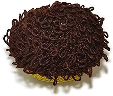Junliyuan Ultra Cool Curly Hair Knit Cap Hip-Hop Wig Hat for Kids (Yellow)