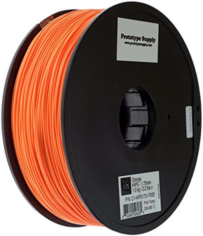 Prototype Supply 1.75mm HIPS Orange 3D Printing Filament, 1kg (2.2 pounds)