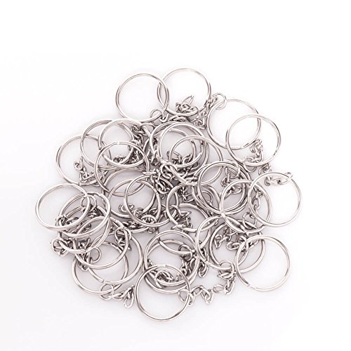 Paxcoo 100Pcs Keychain Rings with Chain and 100 Pcs Screw Eye Pins Bulk