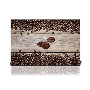 Canvas Wall Art - Coffee Beans on Wooden Background - Giclee Print Gallery Wrap Modern Home Art Ready to Hang - 12" x 18"