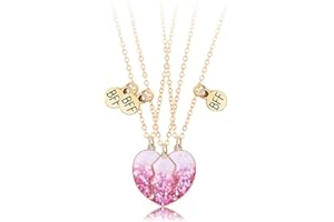 Lezmoii Best Friend Necklace Friendship Necklace Magnetic Matching Heart BFF Necklace for 3 Girls Friendship Gifts