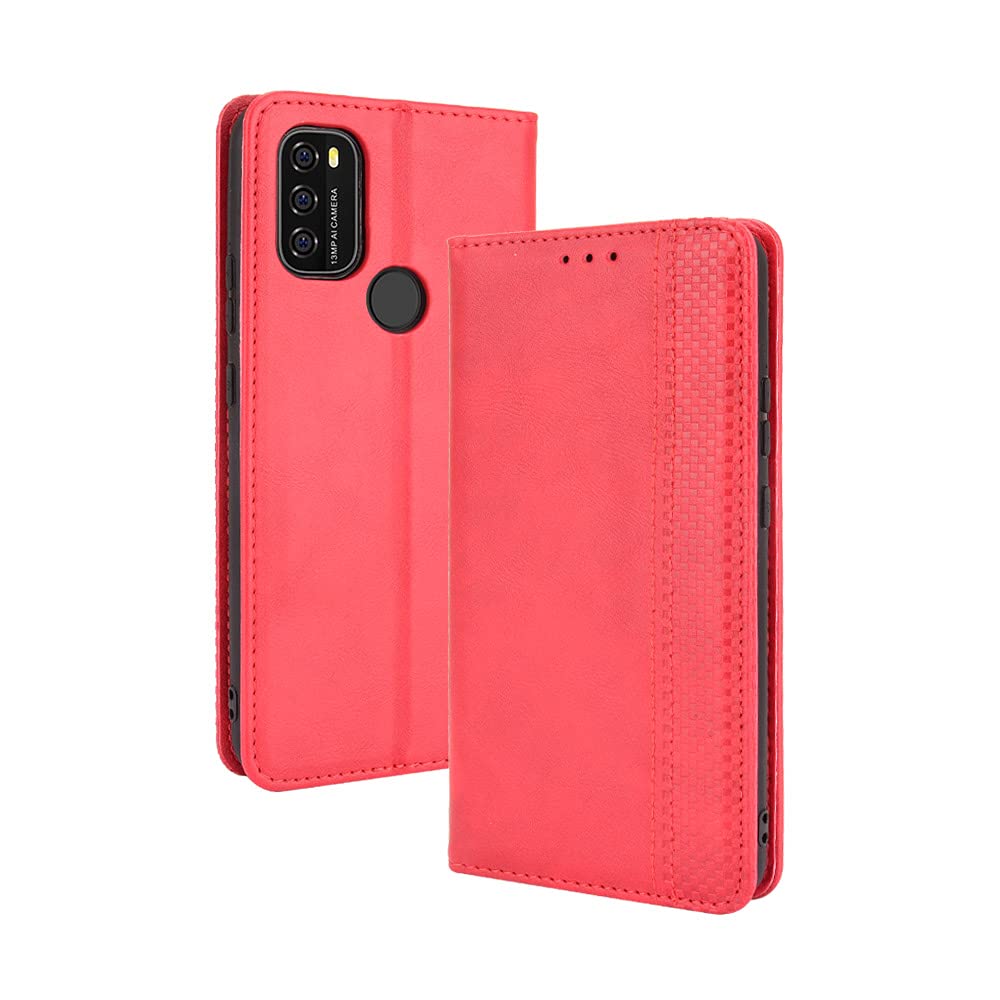 BellaCase Blackview A70 2021 Case [Wallet Case] [Kickstand] [Card Slots] [Magnetic Flip Cover] Compatible with Blackview A70 2021 Smartphone(Red)