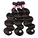 QinMei Brazilian Straight Hair 3 Bundles with Closure Human Hair Weave Bundles Extensions (20 22 24)
