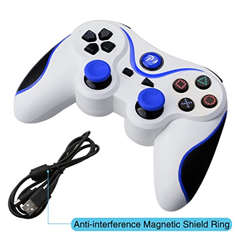 A-SZCXTOP 1 Pair Wireless Dualshock Bluetooth Game Controller Rechargeable Gamepad with USB Charging Cable for PS3 Playstation 3
