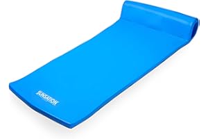 TRC Recreation Sunsation Vinyl Coated Foam Swimming Pool Float Mat Adult Lounger with Built-in Roll Pillow