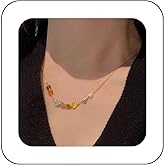 Xduargs Boho Colorful Heart Choker Necklace Vintage Resin Love Heart Necklace Gold Puffy Heart Collar Necklace Adjustable Heart Tiny Chain Necklace Jewelry for Women