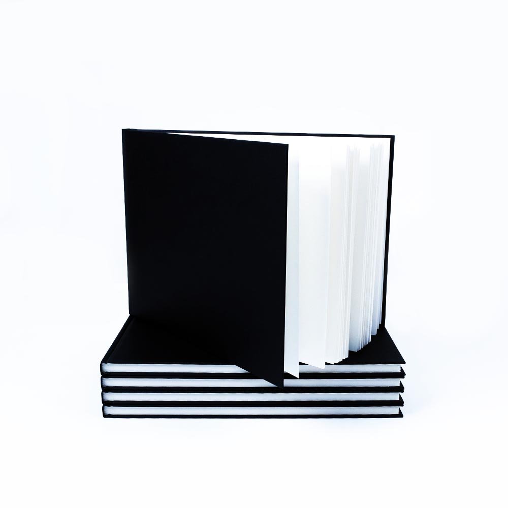 Seawhite Black Cloth Cover Sketchbook 140gsm Landscape A4