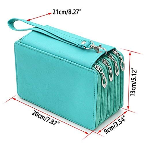 Buntstifte Federmäppchen, Morkia 72 PU Leder Mäppchen Stationary Pouch für Prismacolor Aquarellstifte, Crayola Buntstifte, Marco Buntstifte, Polychromos Buntstifte(Grün)