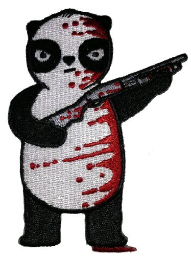 Hat Shark Randy Otter Black White & Red All Over Bloody Panda w/Shot Gun Patch Applique