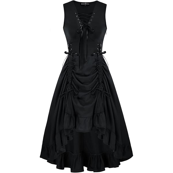 Amazon.com: Teyujosem Women's Steampunk Dress Renaissnace Victorian High  Low Ruffled Dress Halloween Costume(LYQ0015BUS,L) : Clothing, Shoes &  Jewelry