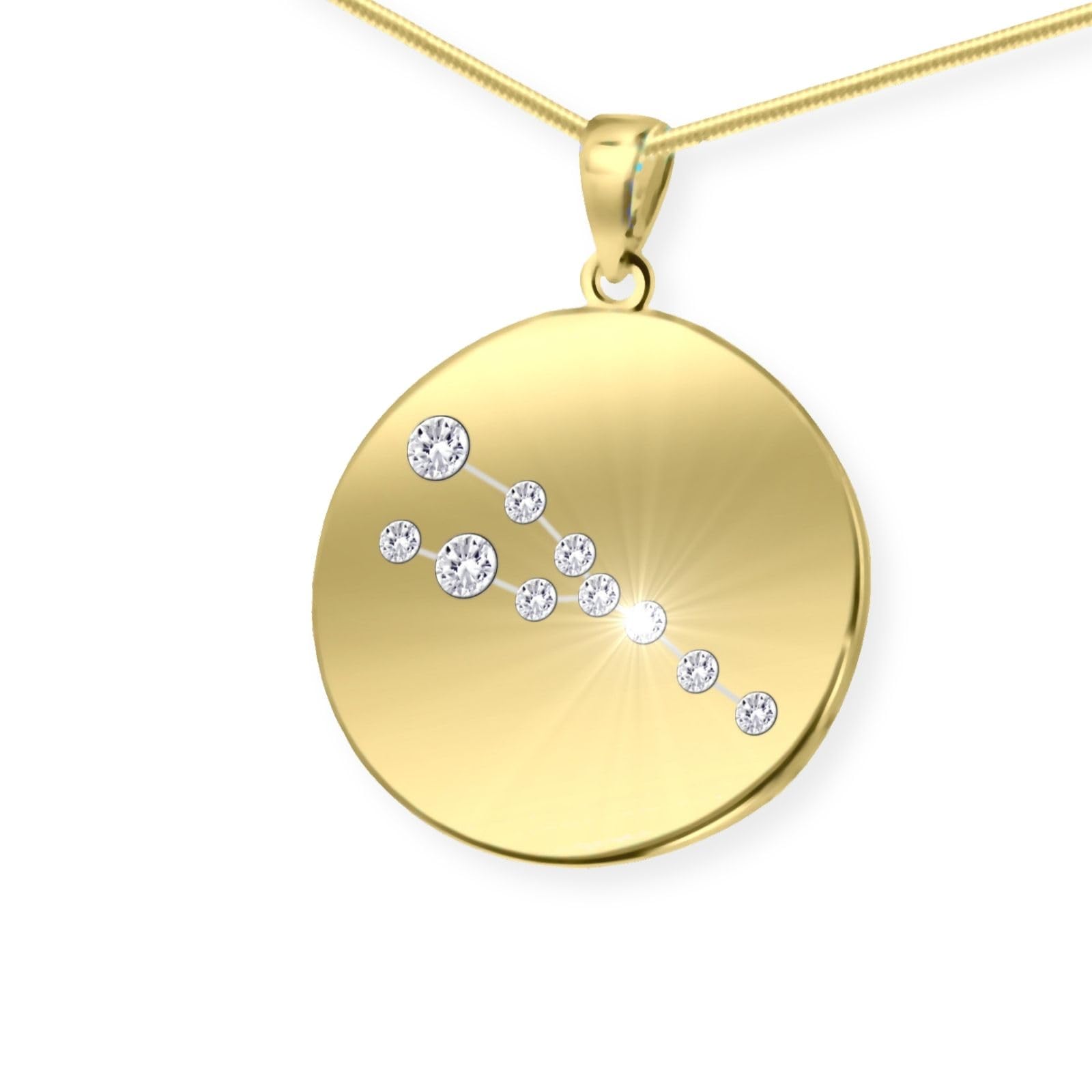 Gold Plated Necklace With Taurus Zodiac Pendant For Women In Sterling Silver