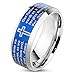 Jinique STR-0325 Stainless Steel Lord's Prayer Blue IP Beveled Edge Ring