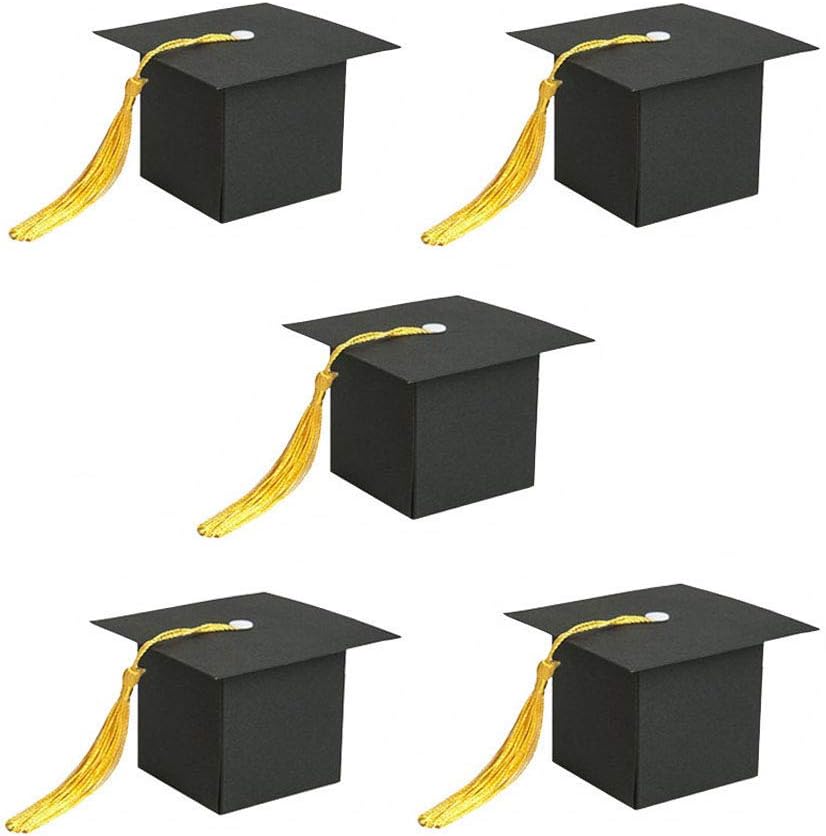JAYSLE 30PCS Graduation Cap Shaped Candy Gift Boxes Tassel Chocolate Box Graduation Celebration Party Decoration-C