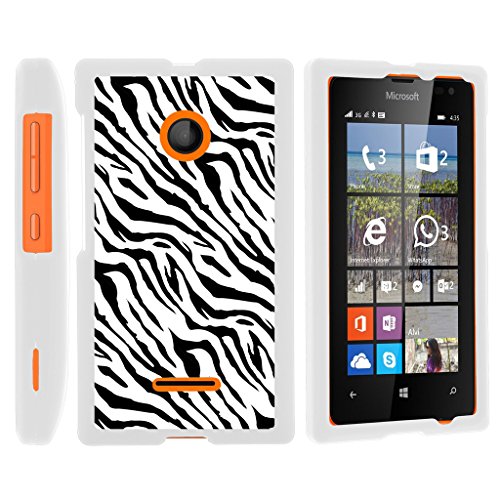 MINITURTLE Case Compatible w/ Miniturtle [Microsoft Lumia 435, Lumia 435 White Case][Snap Shell] 2 Piece White Design Case, Perfect Fit Hard Coat Snap On Cover Zebra Pattern