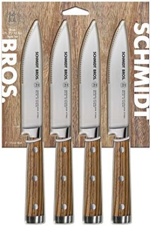 THE SCHMIDT BROTHERS 4 Piece Hudson Home Group No 8 Stripe Steak Knife Set, Stainless Steel
