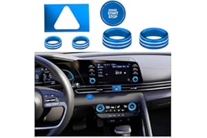 HDUFC for Hyundai Elantra 2021, 2022, 2023, 2024, 2025 Aluminum Accessories, Volume, air Conditioning, Start, Hazard Warning Signal Light Cover Interior Accessories (7pcs, Blue)