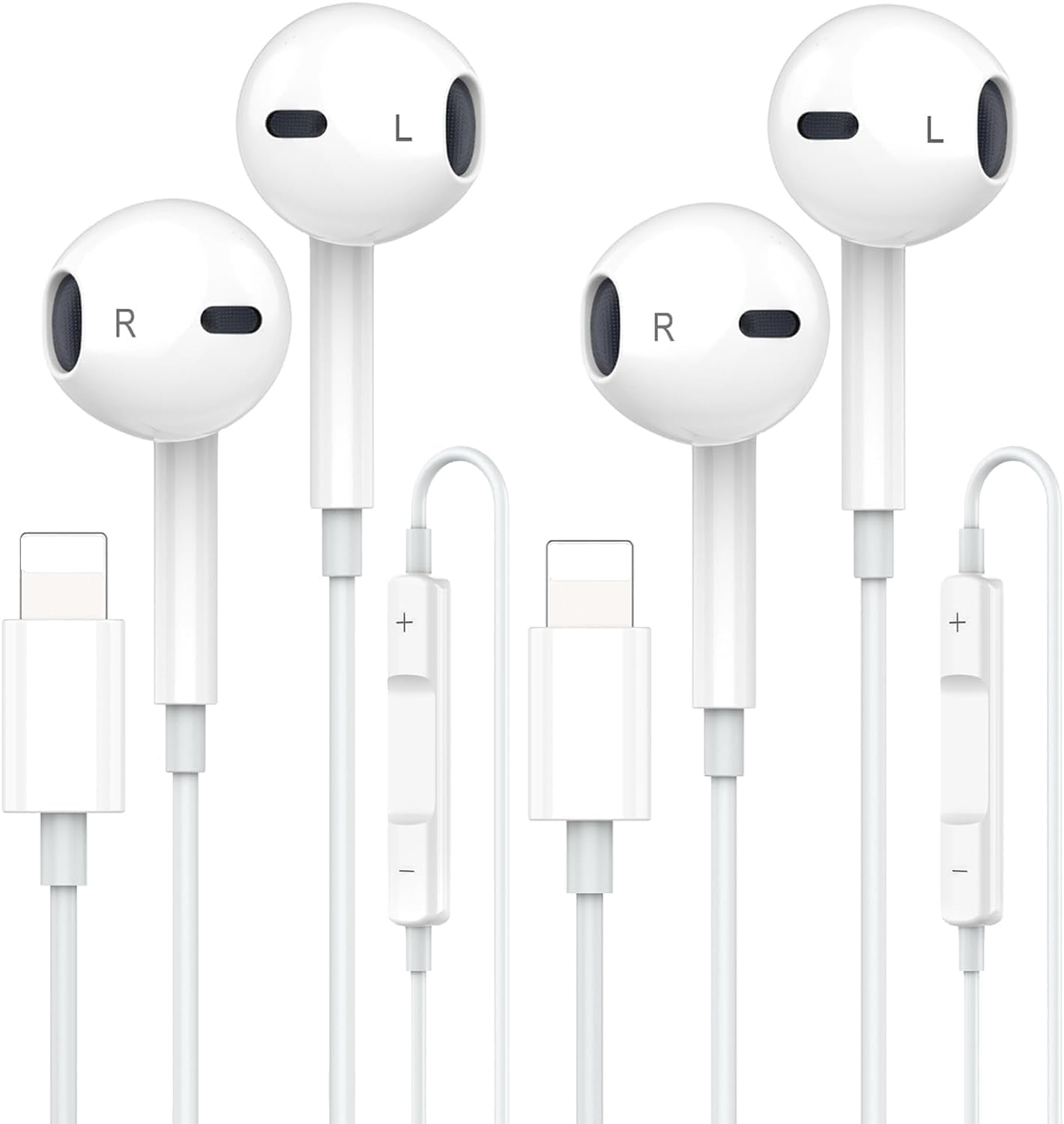 2 Pack Wired Earbuds Headphones for iPhone, Hi-Res Extra Bass Earphones, HiFi-Audio Stereo Noise Isolating with Mic+Volume Control Compatible with iPhone 14 Pro Max/13/12 Mini/11/X/XS Max/XR/8/7/Plus