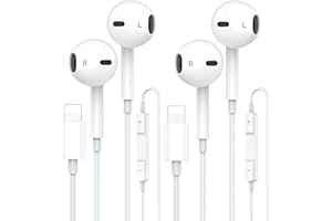2 Pack Wired Earbuds Headphones for iPhone, Hi-Res Extra Bass Earphones, HiFi-Audio Stereo Noise Isolating with Mic+Volume Co