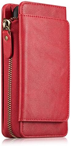 Samsung Galaxy S8 Case, Premium PU Leather Wallet Case,YiMiky Magnetic Slim Protective Bumper Flip Cover with Kickstand for Samsung Galaxy S8-Red