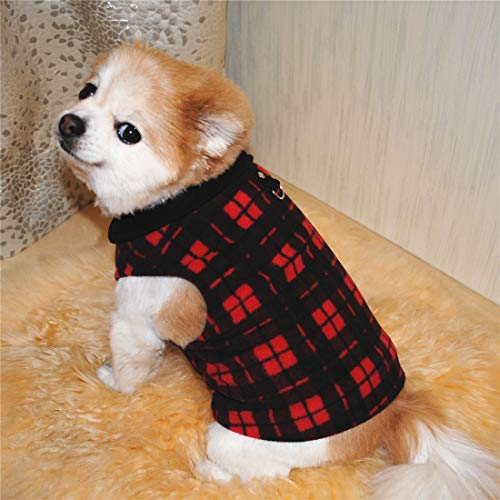 PIXRIY Dog Sweater, Soft Fleece Vest with Leash Ring Pullover Jacket