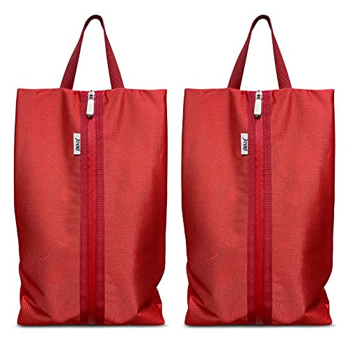 Shoe Bags for Travel, TPU Water Resistant Shoe Storage Organizer Shoe Pouch with Zipper, for Men Women Kids (Red)
