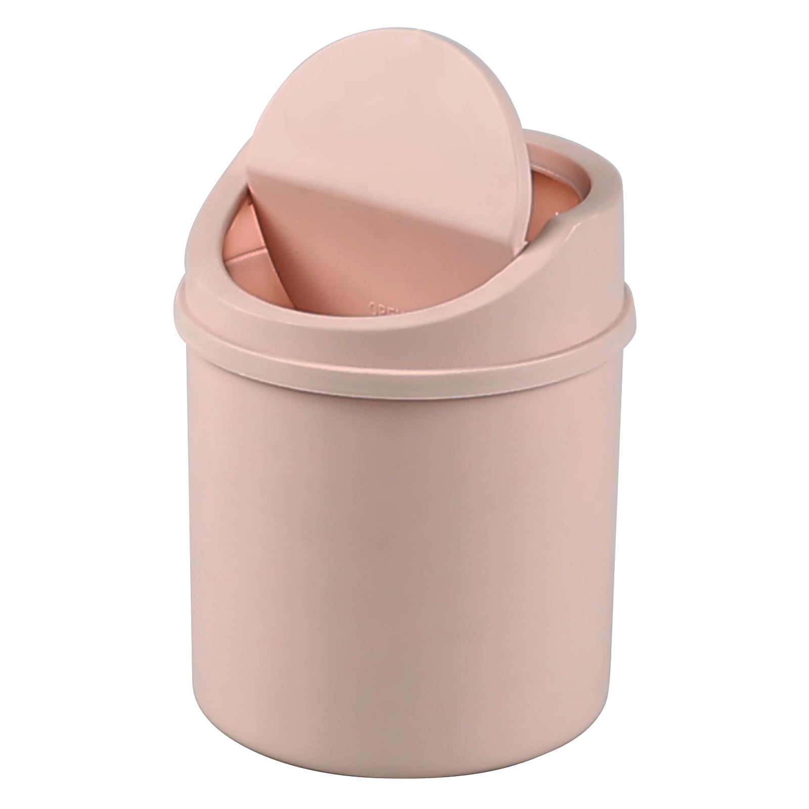 Photo 1 of Qskely 2 L Plastic Mini Desktop Trash Can, Swing-Top Tiny Waste Bin, Pink