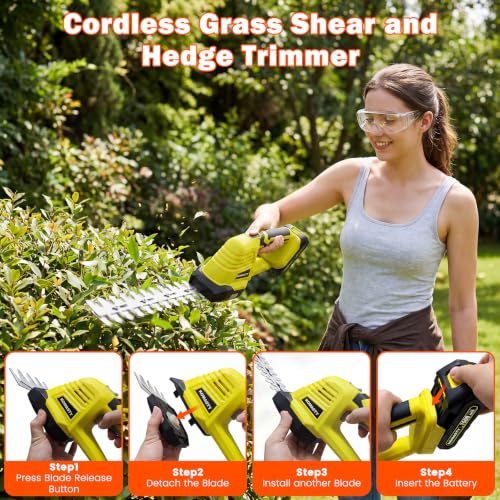 20V Hedge Trimmer Cordless with 2 Battery and Charger, 2 in 1 photo 9