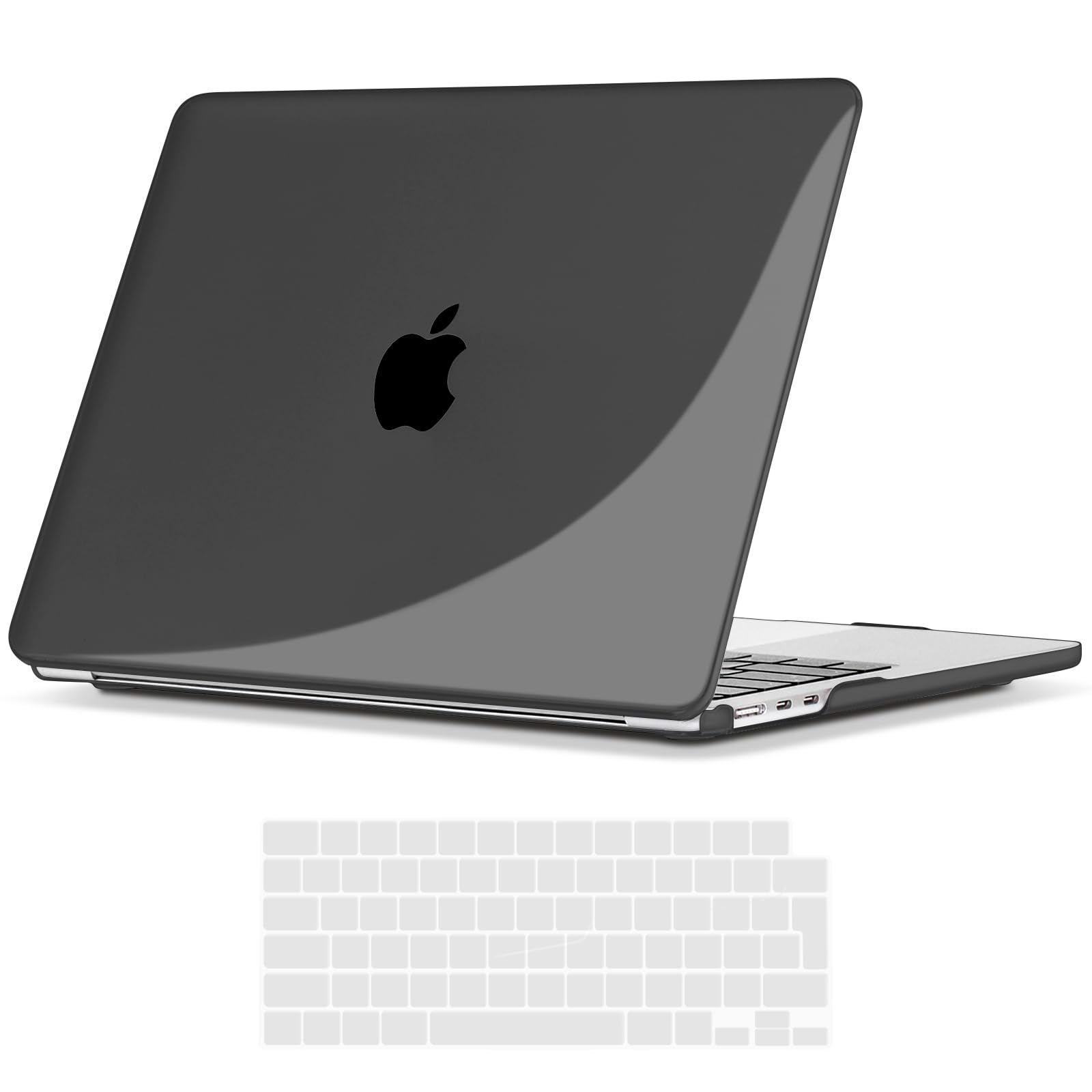 TECOOL Case compatible with MacBook Air M5 M4 M3 M2 15 inch 2023-2026 (A3448 A3241 A3114 A2941), Plastic Snap On Hard Shell Cover & UK EU Keyboard Protector, Crystal Black (Glossy) — image 1
