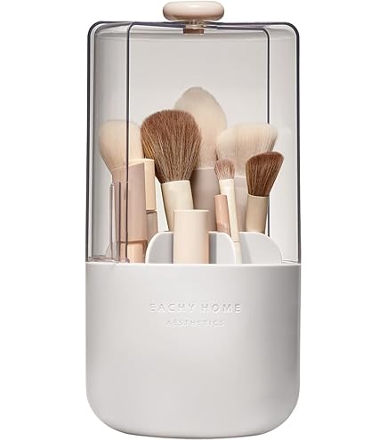 Porte-pinceaux De Maquillage Avec Couvercle, Rotatif à 360 Degrés, Pour