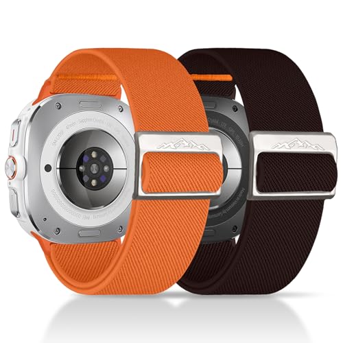 Chinbersky 2 Stück Elastische Nylon Armband Kompatibel Mit Samsung Galaxy Watch Ultra Armband 47Mm (2024,2025), Stoff Verstellbares Dehnbare Sport Ersatzarmband Für Samsung Galaxy Watch Ultra