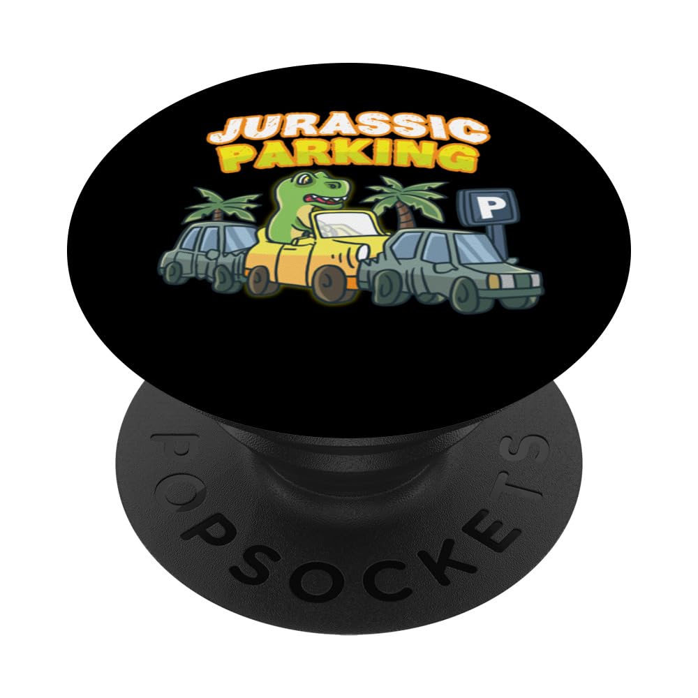 Jurassic Parking Lot T-Rex Dinosaur Kids Geek Driving Car PopSockets Swappable PopGrip