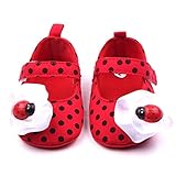 M2cbridge Baby Girl's Bow Dress Shoe Infant Toddler Pre-walker Crib Shoe (12-18 Months, Red ladybug)