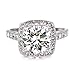Yoursfs Crystal Cocktail Ring Ladies 18ct White Gold Plated Engagement Rings for Women (Clear, 8)