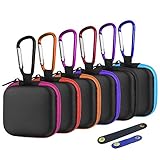 6 Pcs Square Portable Earbuds Case with Carabiners
