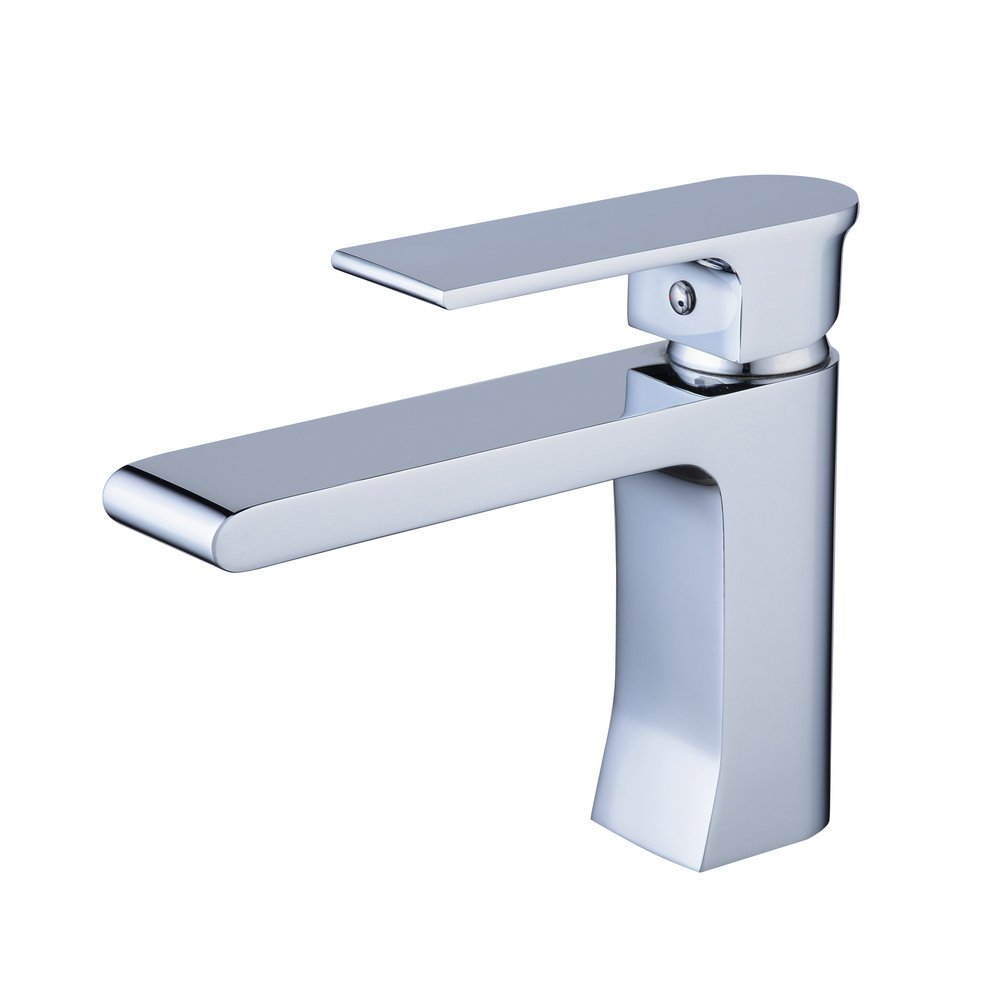 Modern Basin Mixer Tap Single Handle 1 Hole Mount Bathroom Sink Tap Chrome Finish Contemporary Gudetap GT7508C