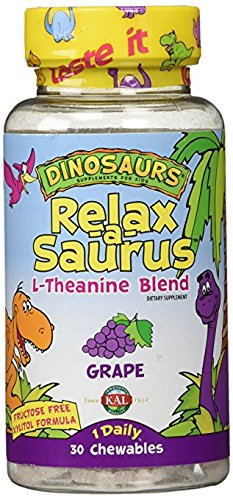 KAL Relax-a-Saurus Calming L-Theanine Blend 30 Grape Chewable Tablets (2 Pack)