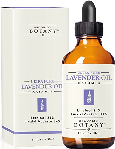 Lavender Essential Oil (Kashmir) - Highest Quality, 100% Pure - Brooklyn Botany - 1 fl. Oz - Great for Aromatherapy, Massages, Bug Repellent, Hair Care and Skin Care
