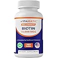 Vitamatic Biotin 10,000 mcg (10 mg) for Stronger Hair, Skin & Nails - 365 Vegan Tablets- Also Called Vitamin B7