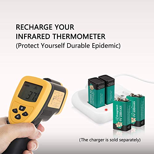 Enegitech 9V Battery Charger, 4Slot Lithiumion 9Volt Fast Batteries Charger with LED Indicator