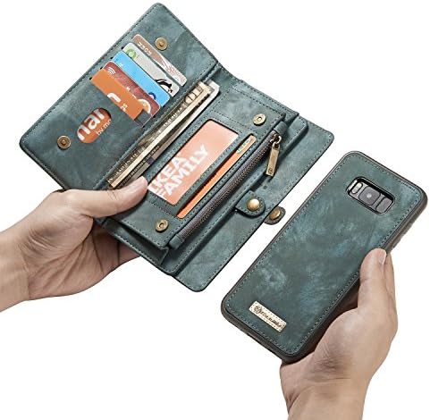 S8 Plus Case,AliceTop Multifunction Removable Zipper Wallet Card Slot Bag Leather Stand Purse Case Magnetic Back Cover Pouch For Samsung Galaxy S8 Plus (Green - Galaxy S8 Plus)