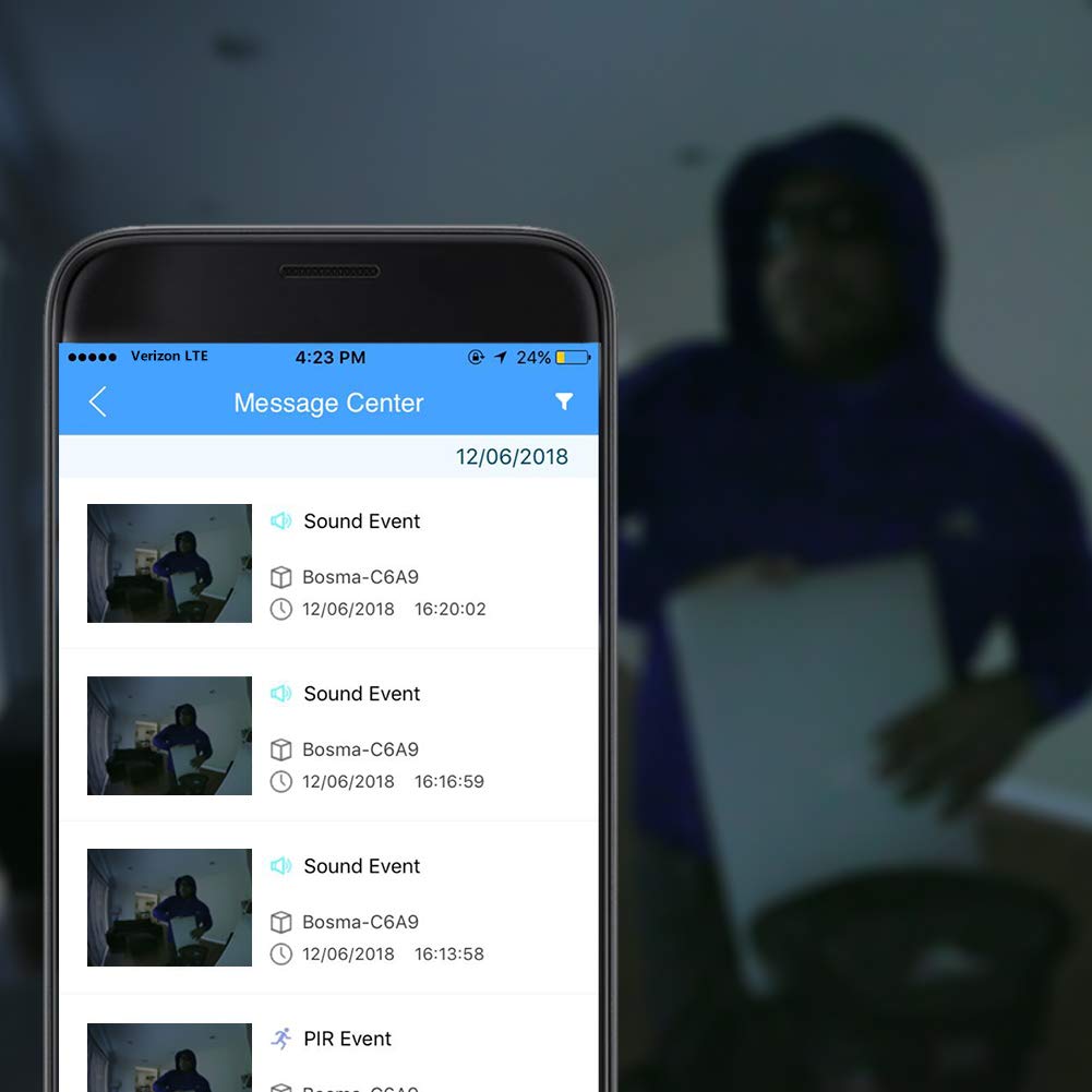 BOSMA X1 Home Security-Kamera, 1080p HD-Überwachungskamera mit Zwei-Wege-Gespräch | Farbe Nachtsicht | Sirenenalarm | Fernüberwachung | PIR/Motion/Sound Alerts | Kompatibel mit Alexa