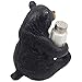 Decorative Black Bear Glass Salt and Pepper Shaker Set with Holder Figurine Sculpture for Rustic Lodge and Cabin Kitchen Table Decor Centerpieces & Spice Rack Decorations or Teddy Bear Gifts