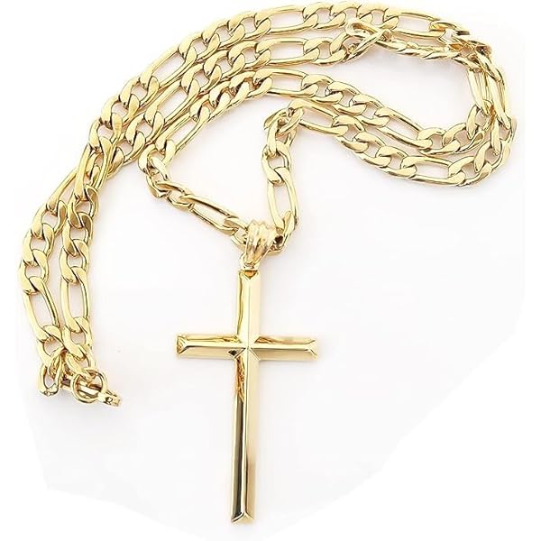ADORATO JEWELRY 24K Gold Figaro Chain Style Cross Pendant