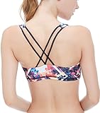 icyzone Sports Bra for Women - Women's Workout Clothes, Strappy Sports Bra, Yoga Tops, Exercise Tops (L, Prismatic)