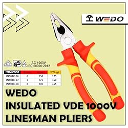 WEDO 7-Inch Insulated Linesman Pliers, VDE