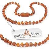Baltic Amber Teething Necklace, 50% Richer and More Effective, Raw Unpolished Amber Beads - Extra Safe Lab Tested & Certified, Teething Pain & Drooling Reduce Properties /DCGN.U-BRQ / 29.5CM / 11.6IN